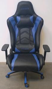 Emerge Vartan Bonded Leather Ergonomic Gaming/Office Chair, Black/Blue