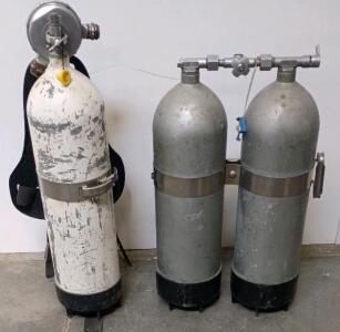 Vintage Voit Lung SCBA Set, Single & Twin Steel Air Cylinders, Regulators & Harness