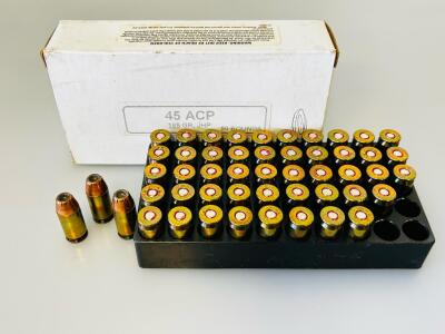 .45 ACP 185 Grain JHP Winchester WMA, Box Of 50 Rounds, Brass Case, Jacketed Hollow Point