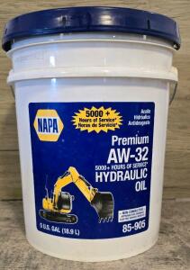 NAPA Premium AW-32 Hydraulic Oil 5 Gallon Pail, ISO VG 32, Non-Conductive, 85-905