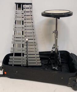 Pearl Student Bell Kit Percussion Set, 25-Note Aluminum Bars, CB Practice Pad, Rolling Case