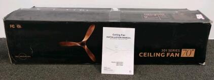 301 Series 70-inch Ceiling Fan, Model DCF70301, 3 Wood Blades, 40W DC Motor, Remote Controlled