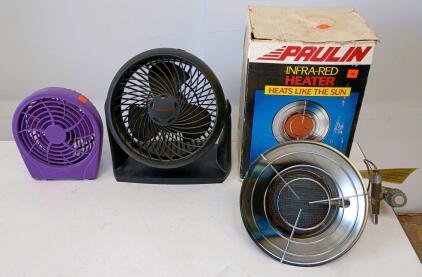 Paulin Infrared Propane Heater Model 1000 &ndash; 12,000 BTU, Portable Tank-Top Design (2) Desktop Portable Fans