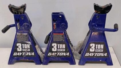 Daytona 3-Ton Heavy Duty Ratcheting Jack Stands, Blue, Set Of Three