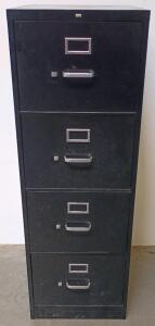 4-Drawer Black Metal Vertical File Cabinet With Locking Mechanism