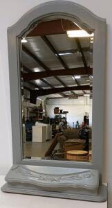 Vintage Wall-Mounted Mirror with Hidden Storage, Gray Distressed Finish