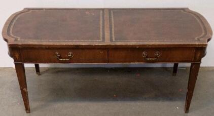 Vintage Coffee Table, 2 Drawers, Wood, Gilt Trim, Approx. 45"x21"x16"