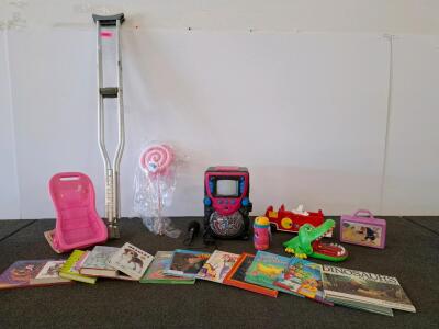 Monster High Karaoke Machine, 20+ Children's Books, Disney Toys & Accessories, Mixed Lot. Shelf A