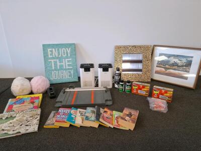 Fiskars 12" Rotary Paper Trimmer, Tape Dispenser, Yarn, and Crochet Book Set, wall art, mirror, heaters, and more