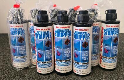 (9) No Touch Auto Glass Stripper, Heavy Duty Cleaner, 8 Fl. Oz. Bottle, Removes Silicone & Stains