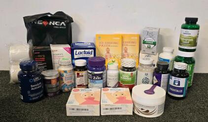 Large Mixed Lot Health Supplements, Baby Care, Medical Device, Goli, GNC, Probiotics, Knee Brace (Loc B)