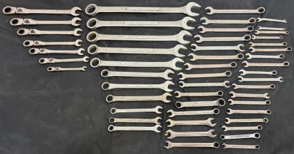 Mixed Lot 50+ Combination Wrenches, SAE & Metric, Craftsman & More, Ratcheting Included