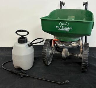 Scotts EdgeGuard Mini Broadcast Spreader & Chapin 1-Gal Hand Pump Sprayer, Lawn/Garden Tools