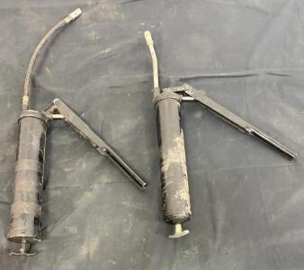 Manual Lever Grease Guns, Metal Body, Flexible Hose, 14oz Capacity, Black, Set of 2