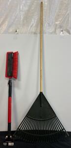 Glacier 36" Telescoping Snow Brush/Ice Scraper & 24" Poly Leaf Rake Set&mdash;Extendable, Lightweight