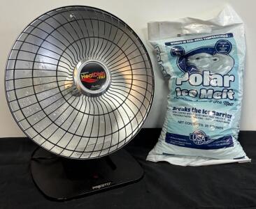 Presto HeatDish Parabolic Electric Heater 1000W + Polar Ice Melt 20 lb, USA Made, -25&deg;F