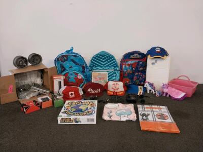 Assorted Mixed Lot &ndash; Toys, Caps, Board Game, Home Goods, Hardware, Vintage Cassette Player, Vintage Horse Figures & More