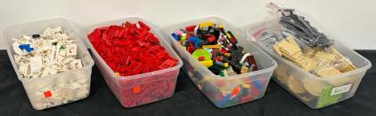 Bulk LEGO Bricks and Plates Lot, 4 Bins, Assorted Colors, 1500&ndash;2500 Pieces, Storage Bins Included