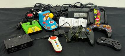 Mixed Lot: Xbox, Sega, PlayStation Controllers, Plug & Play Consoles, Power Supplies, Charging Dock