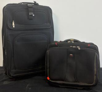 SwissGear 2-Piece Black Rolling Luggage Set&mdash;Checked Suitcase & Carry-On Business Roller (Location C)