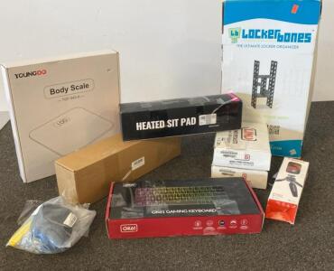 New in Boxes - Electronics Lot: GK61 RGB Keyboard, YoungDo Scale, Manfrotto Pixi Tripod, LockerBones, More