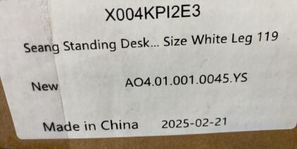 (2) New in Box - Seang Standing Desk Frame AO4.01.001.0045.YS, White Leg 119, 45" Size, AO Accessories, New