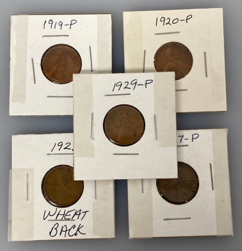 (5) Lincoln Head Wheat Pennies