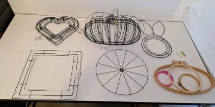 (18) Assorted Wire Wreath Frames & (4) Embroidery Hoops, In FN-B