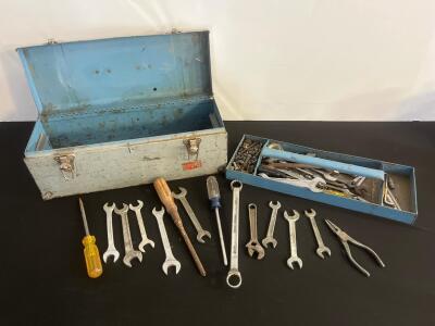 Vintage Union Steel Chest Toolbox with 40+ Wrenches, Screwdrivers, Pliers & Hardware