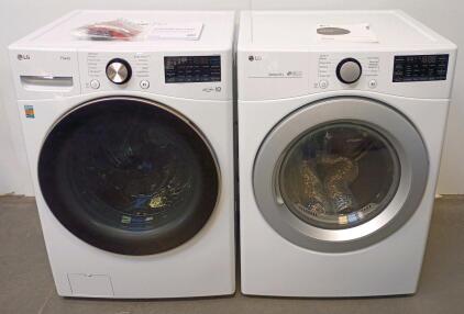 LG Front-Load Washer 4.5 cu ft & DLE3600W 7.4 cu ft Electric Dryer Set, White, Wi-Fi, Steam