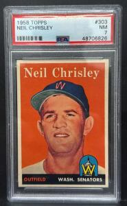 1958 Topps Neil Chrisley #303 PSA 7 NM Washington Senators Outfield