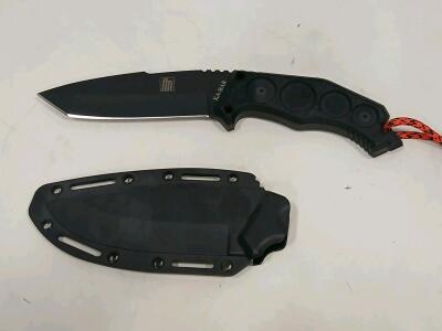 KA-BAR FN Tactical Tanto Fixed Blade Knife, 4.25" Blade, Molded Sheath, Lanyard, Black