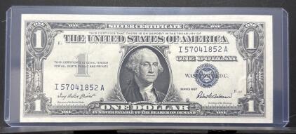 1957 $1 Silver Certificate, Serial I57041852A, Priest-Anderson Signatures, Blue Seal