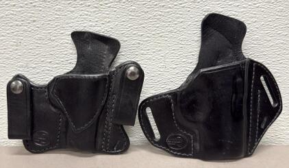 Winthrop Holsters Black Leather OWB and IWB Handgun Holsters, Right Hand, Fits 1.5" Belt
