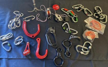 Climbing & Rescue Hardware Lot w/ Petzl GriGri, WildCountry Revo, Carabiners, Descenders, Hooks