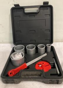 Diamond Grit Hole Saw Kit, 5-Piece, for Tile & Masonry, Plastic Carry Case, File & Arbor Included ( T )