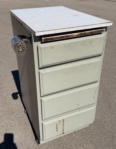 Rolling Metal 4-Drawer Utility Cabinet with Laminate Top and Pencil Sharpener
