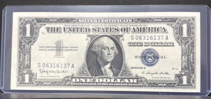 1957-B $1 Silver Certificate Blue Seal Note S06316137A, Crisp Encapsulated, Granahan-Dillon