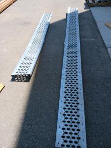 Heavy Duty 10ft Galvanized Steel Loading Ramps, 15in Wide, 6,000lb Capacity, Perforated Traction