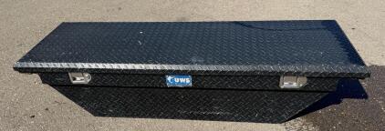 UWS Black Aluminum Deep Crossover 60" Truck Bed Tool Box, Diamond Plate, Dual Latch