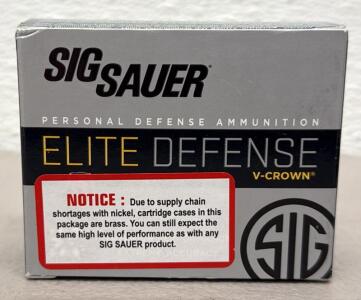 SIG Sauer Elite Defense V-Crown 10mm Auto 200gr JHP Brass Case, 20 Rounds, USA, REV02 7601135
