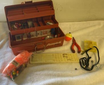 Vintage Fenwick 1050 Fishing Tackle Box, 2-Tray, Accessories, Red/Brown, Late 1970s&ndash;80s ( U )