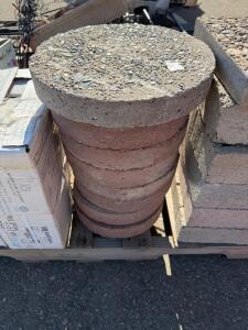 Round Concrete Stepping Stones, 12&ndash;16" Diameter, Gray and Reddish-Brown, Aggregate Finish