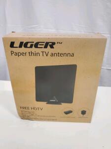 LIGER Paper Thin Indoor HDTV Antenna with External Amplifier and 10 ft Cable