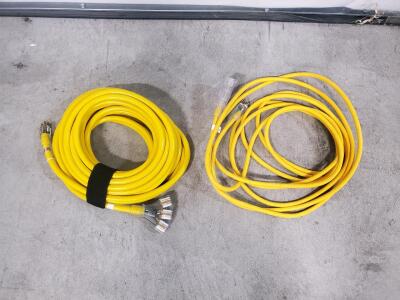 Heavy Duty 12 AWG 4-Outlet Extension Cords, 50 ft & 25 ft, Lighted Ends, Yellow, Outdoor Rated