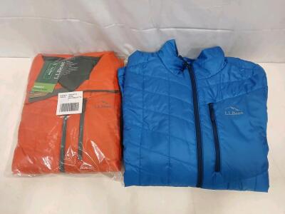 L.L.Bean Men&rsquo;s Primaloft Packaway Jacket, Large, Recycled Polyester, Blue & Orange, Item 503391