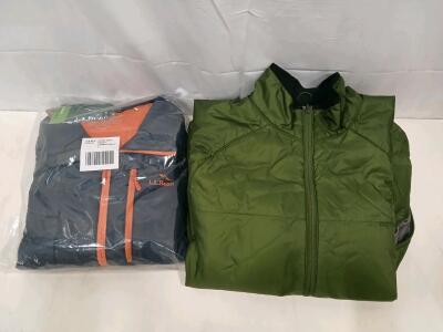 L.L.Bean PrimaLoft Men's Jackets, M Green & L Carbon Navy, Insulated, Water-Resistant, Packable