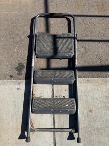 Werner 3-Step Folding Steel Step Ladder with Hand Grip and Rubber Feet, 225 lb Capacity