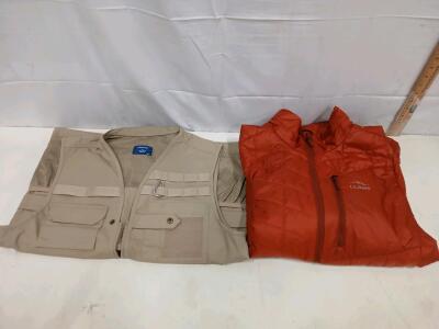 L.L.Bean Men's Insulated Jacket L Large & Propper Utility Vest M Khaki, Polyester & Mesh