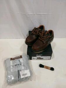 Florsheim FS2400 Compadre Composite Toe Work Shoes, Size 9 EEE, Dark Brown, ASTM F2413-24 Compliant